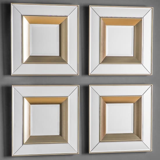 Madrina Square Set Of 4 Wall Mirrors In Gold Frame_1