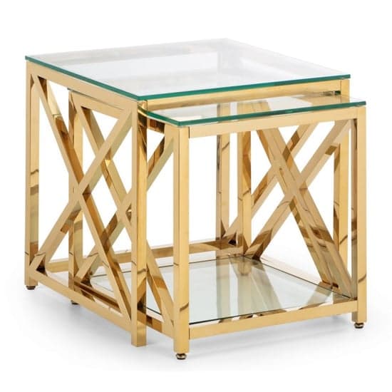 Maemi Clear Glass Nest Of 2 Tables With Gold Frame_2