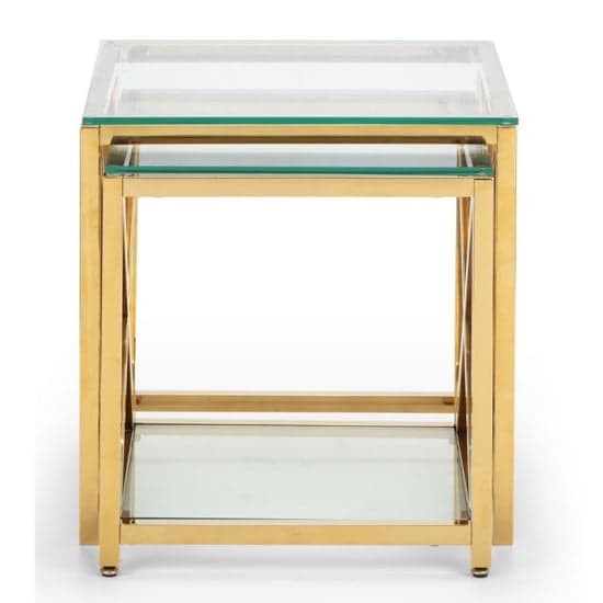 Maemi Clear Glass Nest Of 2 Tables With Gold Frame_3