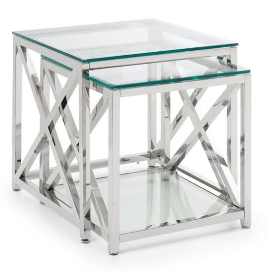 Maemi Clear Glass Nest Of 2 Tables With Silver Frame_2