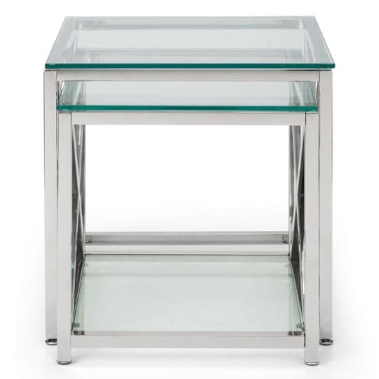 Maemi Clear Glass Nest Of 2 Tables With Silver Frame_3