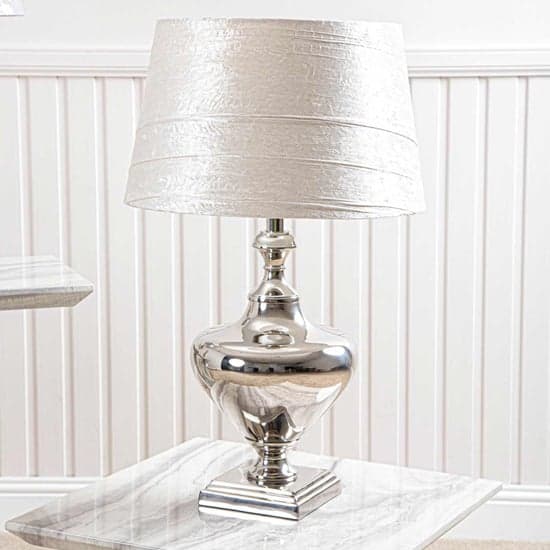 Magna Drum-Shaped White Shade Table Lamp With Nickel Base_1