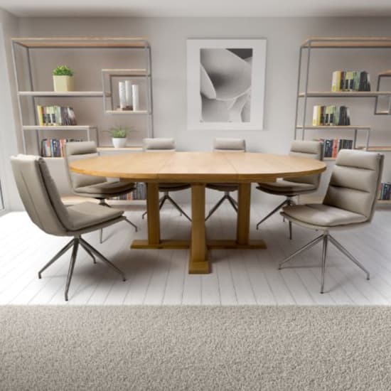 Magna Round Extending Wooden Dining Table In Oak_5