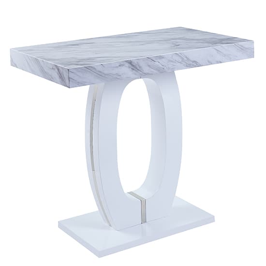 Halo Magnesia Marble Effect Bar Table With 4 Ripple Grey Stools_2