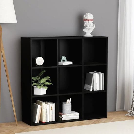 Magni Wooden Bookcase With 9 Shelves In Black_1