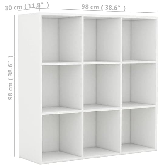 Magni Wooden Bookcase With 9 Shelves In White_4