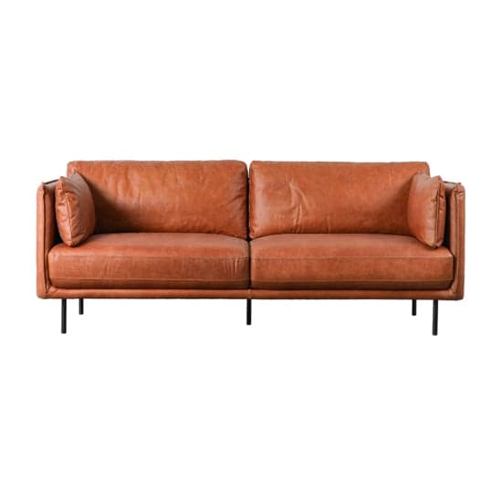 Magnolia Leather 3 Seater Sofa In Brown With Metal Legs_3
