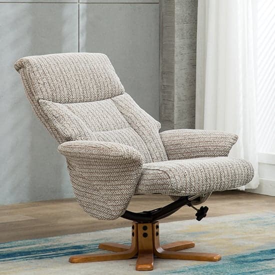 Maida Fabric Swivel Recliner Chair And Footstool In Wheat_7