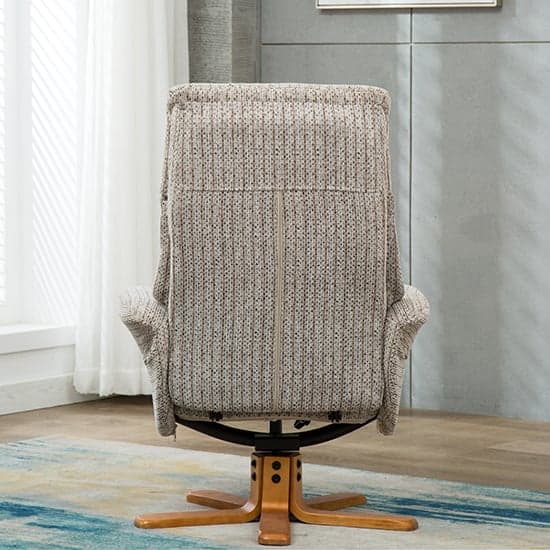 Maida Fabric Swivel Recliner Chair And Footstool In Wheat_8