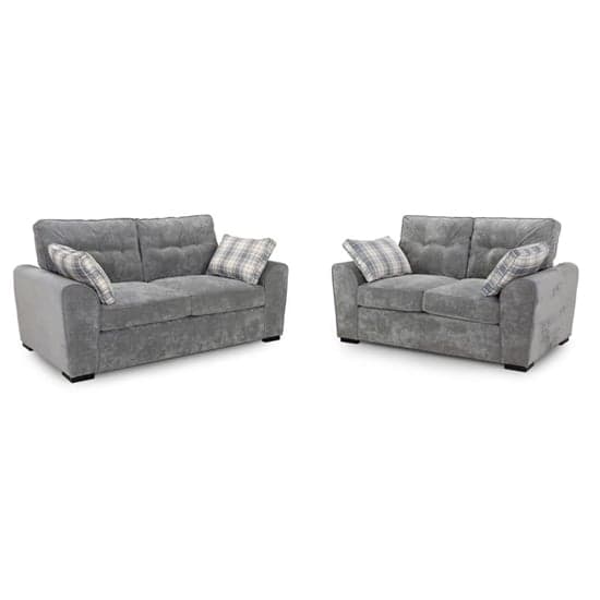 Maik Plush Velvet 3+2 Seater Sofa Set In Grey_1