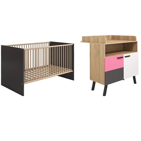 Maili Baby Room Furniture Set 2 In Beech And Multicolour_2