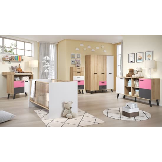 Maili Baby Room Furniture Set 2 In Beech And Multicolour_4