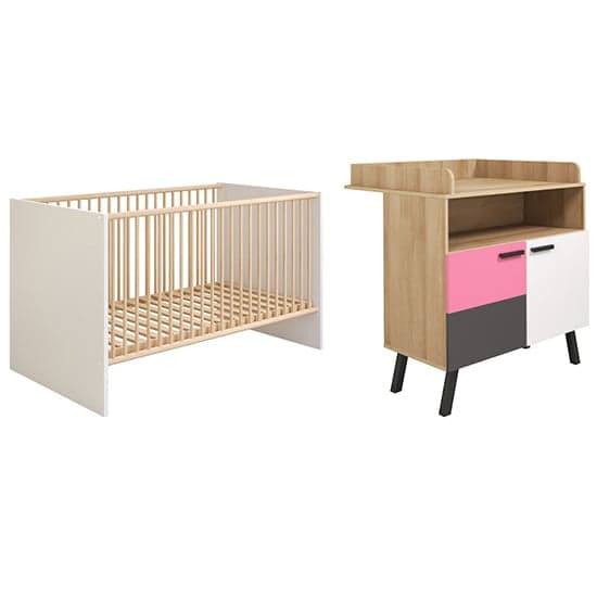 Maili Baby Room Furniture Set 3 In Beech And Multicolour_2
