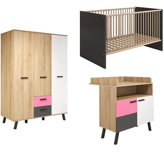 Maili Baby Room Furniture Set 4 In Beech And Multicolour_2