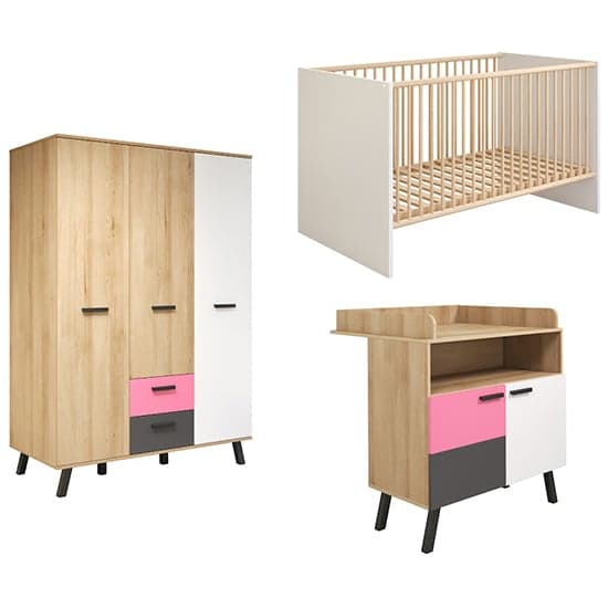 Maili Baby Room Furniture Set 5 In Beech And Multicolour_2