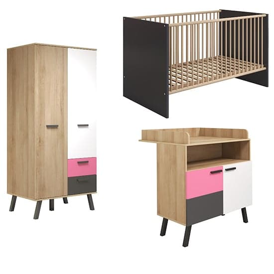 Maili Baby Room Furniture Set In Beech And Multicolour_2
