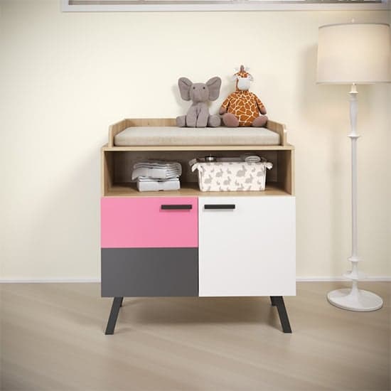 Maili Storage Cabinet Changer Top In Beech And Multicolour_3