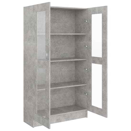 Maili Tall Wooden Display Cabinet With 2 Doors In Concrete Effect_5