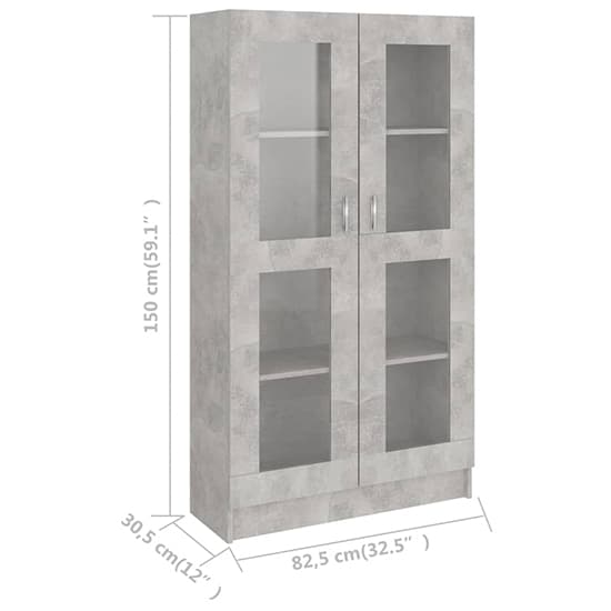 Maili Tall Wooden Display Cabinet With 2 Doors In Concrete Effect_6