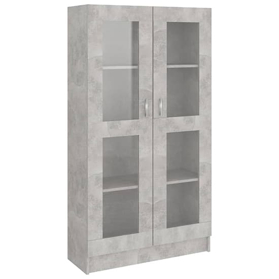 Maili Tall Wooden Display Cabinet With 2 Doors In Concrete Effect_4