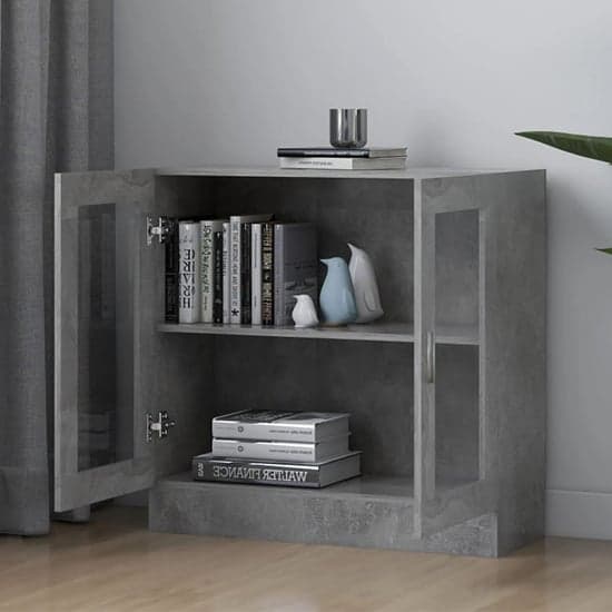 Maili Wooden Display Cabinet With 2 Doors In Concrete Effect_2