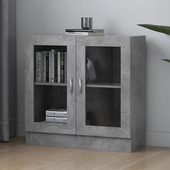 Maili Wooden Display Cabinet With 2 Doors In Concrete Effect