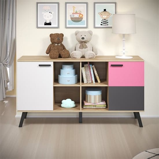 Maili Wooden Sideboard 2 Doors In Beech And Multicolour_3