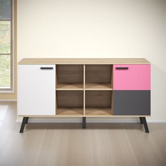 Maili Wooden Sideboard 2 Doors In Beech And Multicolour_4