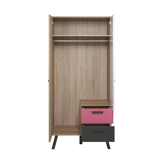 Maili Wooden Wardrobe 2 Doors In Beech And Multicolour_6