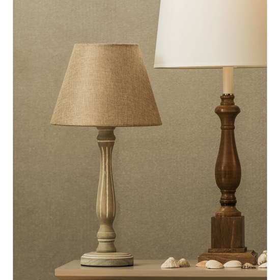 Mainot Beige Fabric Shade Table Lamp With Natural Base_3