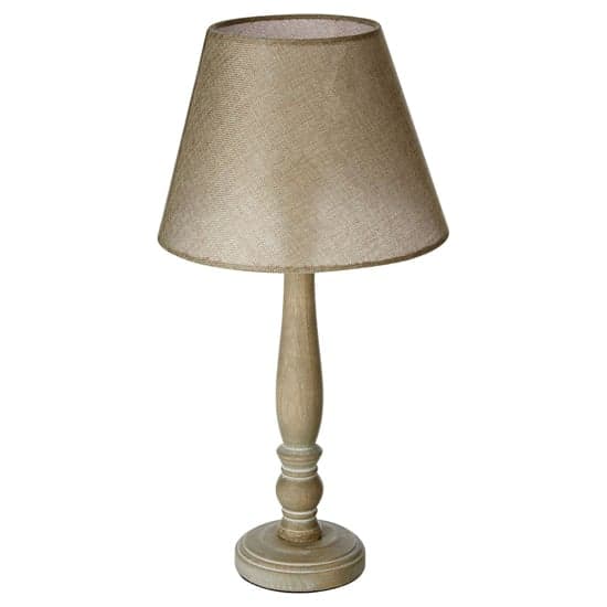 Mainot Beige Fabric Shade Table Lamp With Natural Wooden Base_2