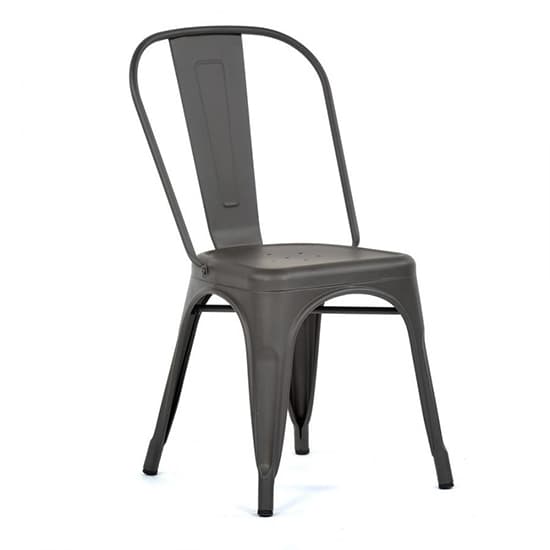 Maire Retro Style Metal Side Chair In Gun Metal Grey_1