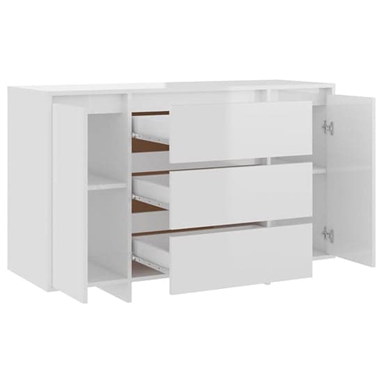 Maisa High Gloss Sideboard With 2 Doors 3 Drawers In White_4