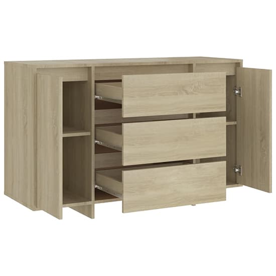Maisa Wooden Sideboard With 2 Doors 3 Drawers In Sonoma Oak_4
