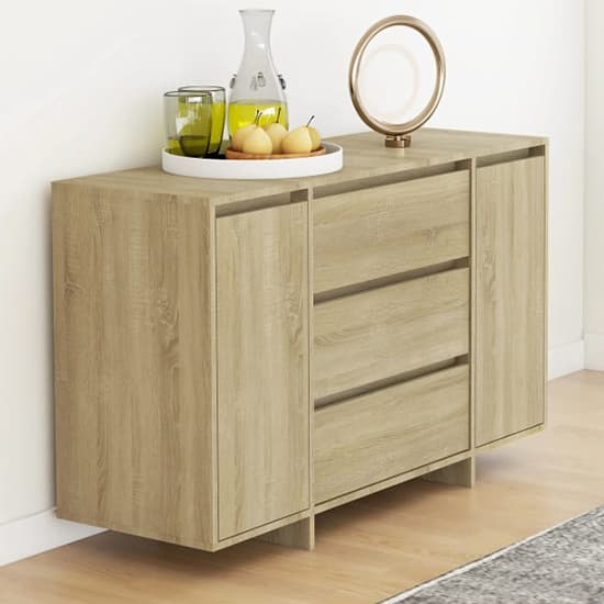 Maisa Wooden Sideboard With 2 Doors 3 Drawers In Sonoma Oak_1