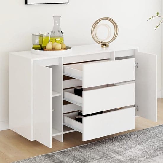 Maisa Wooden Sideboard With 2 Doors 3 Drawers In White_2