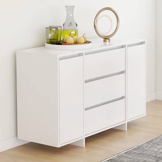 Maisa Wooden Sideboard With 2 Doors 3 Drawers In White_1