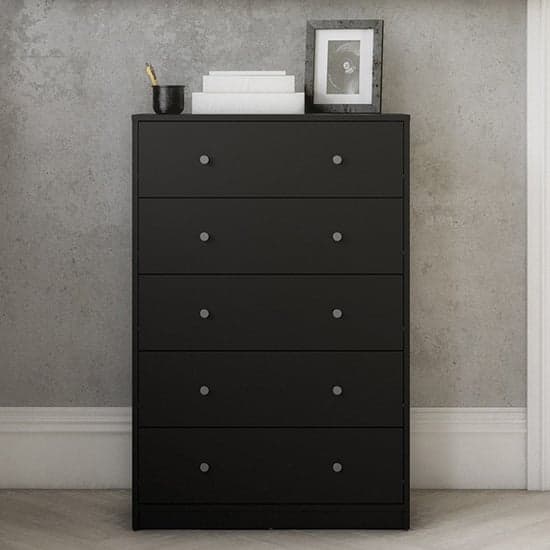Maiton Wooden Chest Of 5 Drawers In Black_1