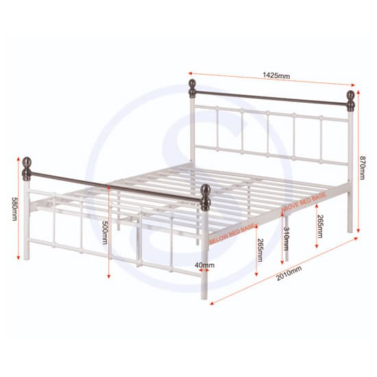 Malabo Metal Double Bed In White And Antique Brass_5