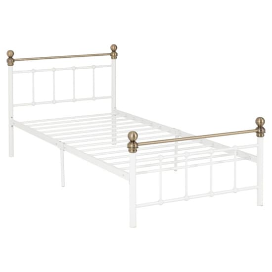 Malabo Metal Single Bed In White And Antique Brass_2