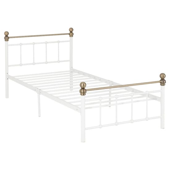 Malabo Metal Single Bed In White And Antique Brass Furniture in Fashion