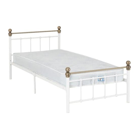 Malabo Metal Single Bed In White And Antique Brass_3