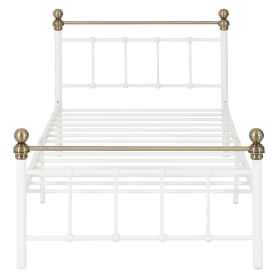 Malabo Metal Single Bed In White And Antique Brass_4