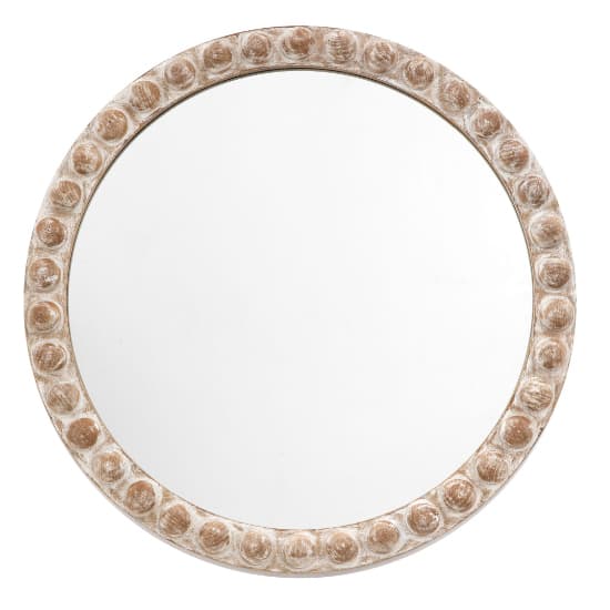 Malabo Small Wall Mirror Round In Natural Wooden Frame_2