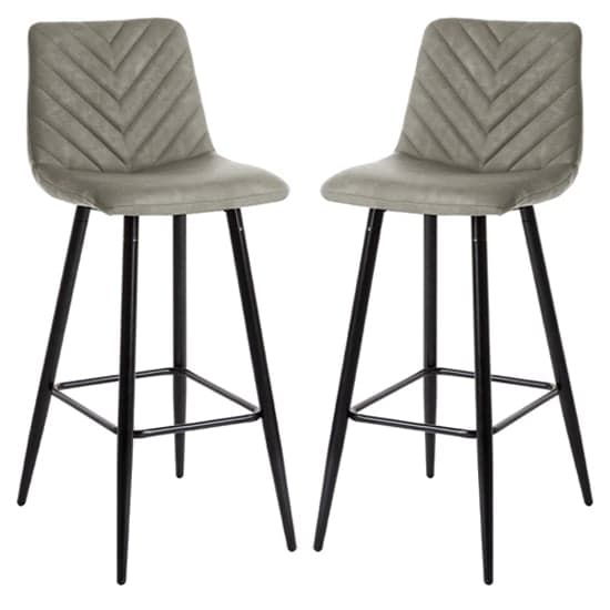 Malabo Taupe PU Leather Bar Chairs With Metal Frame In Pair_1
