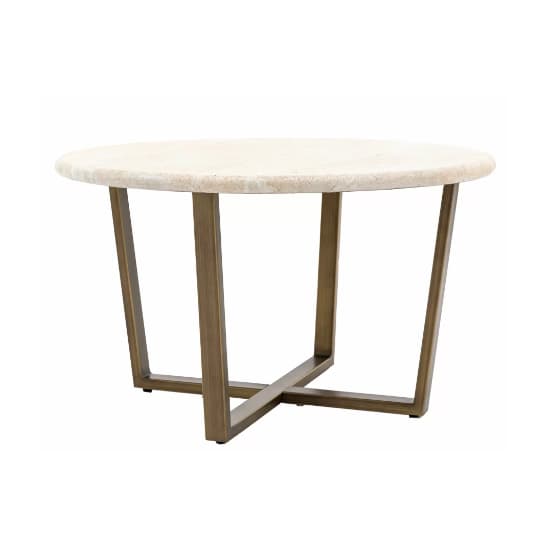 Malang Wooden Coffee Table Round In Travertine Marble Effect_4