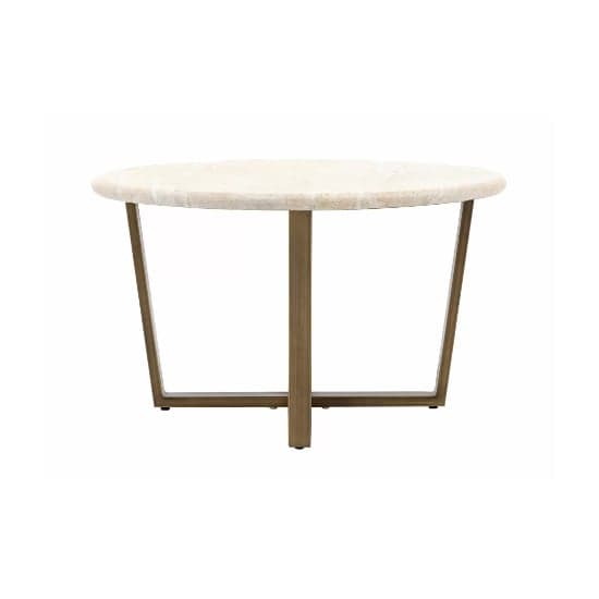 Malang Wooden Coffee Table Round In Travertine Marble Effect_5