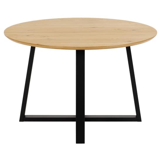 Malang Wooden Dining Table Round In Oak With Black Legs_2