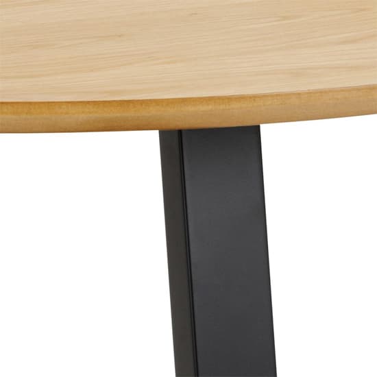 Malang Wooden Dining Table Round In Oak With Black Legs_4