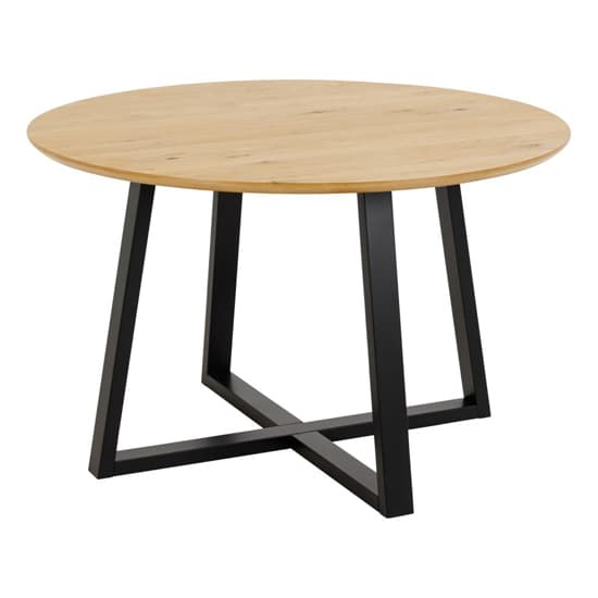 Malang Wooden Dining Table Round In Oak With Black Legs_1